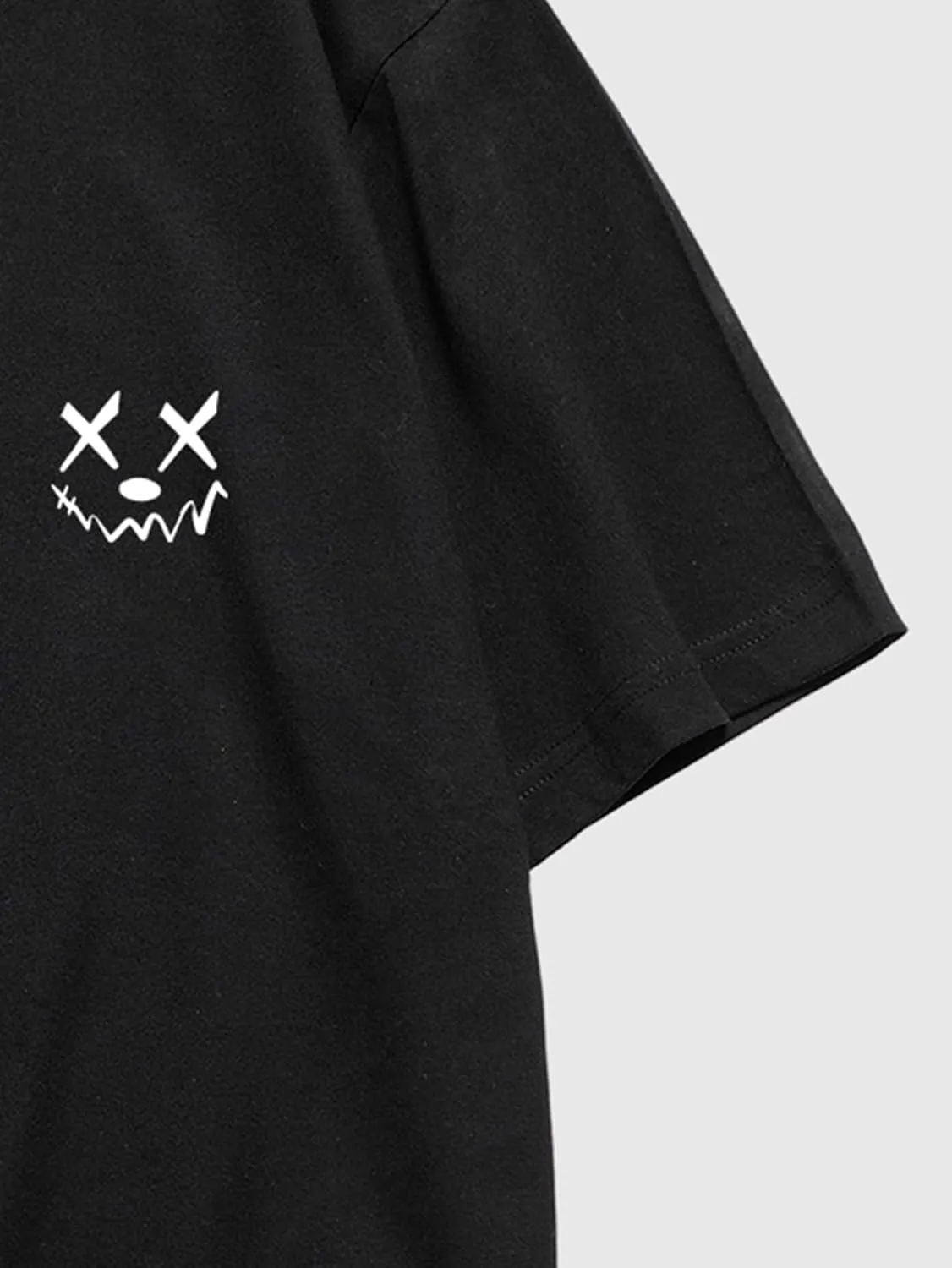Verdusa Men's Letter Graphic Tees Oversized Cotton T Shirt Drop Shoulder Crew Neck Slogan Tee Top