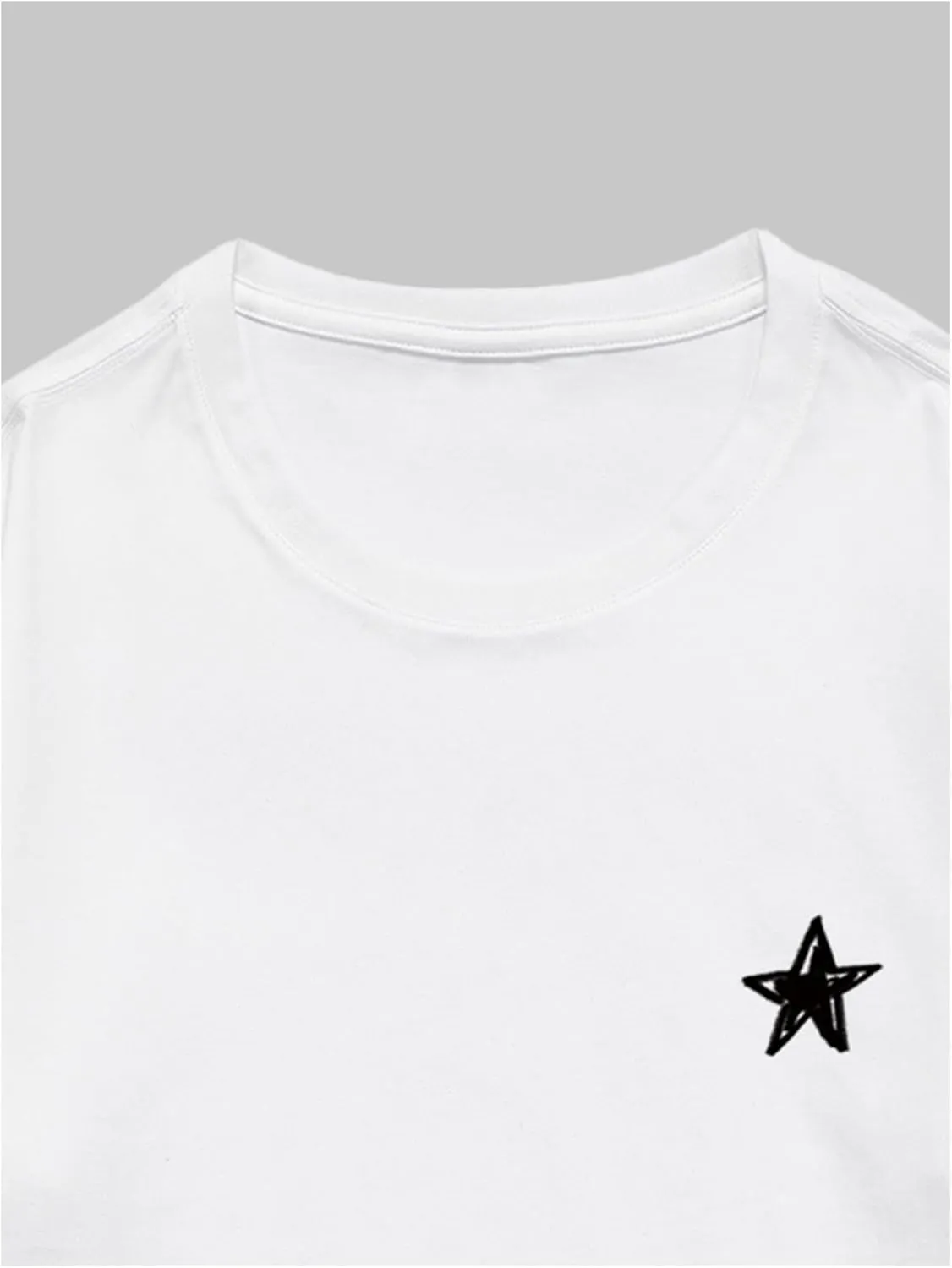Verdusa Men's Letter Graphic Tees Oversized Cotton T Shirt Drop Shoulder Crew Neck Slogan Tee Top