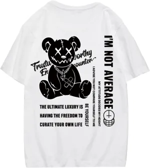Verdusa Men's Letter Graphic Tees Oversized Cotton T Shirt Drop Shoulder Crew Neck Slogan Tee Top
