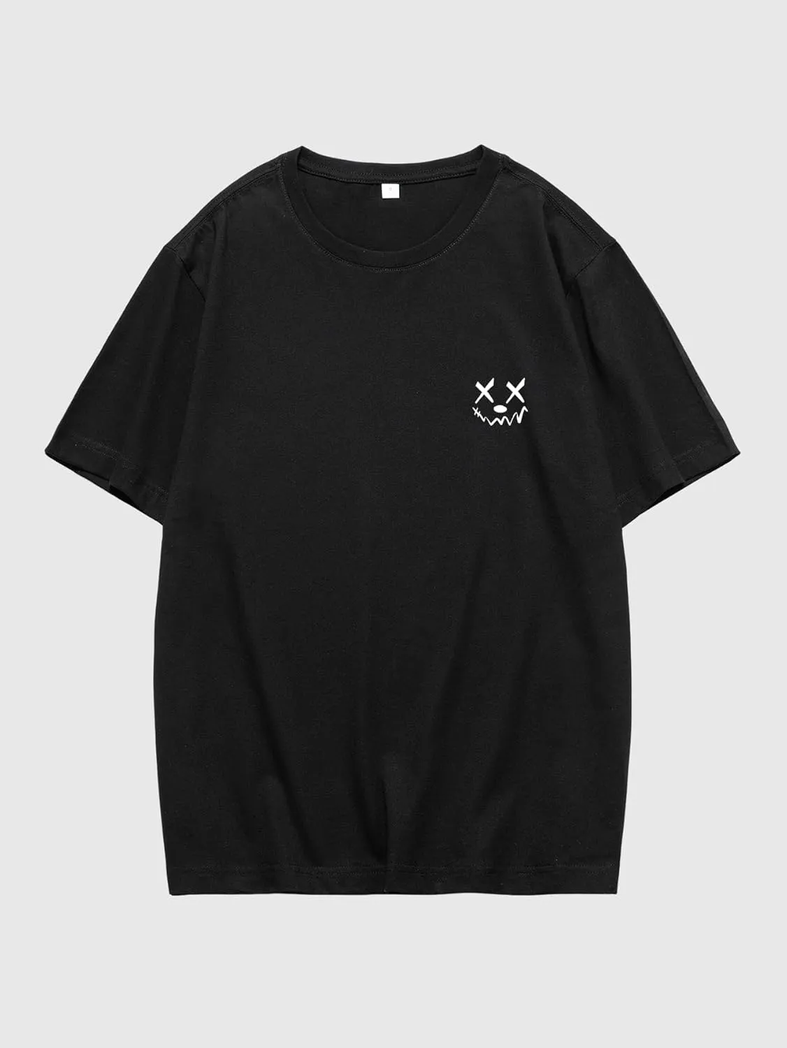 Verdusa Men's Letter Graphic Tees Oversized Cotton T Shirt Drop Shoulder Crew Neck Slogan Tee Top