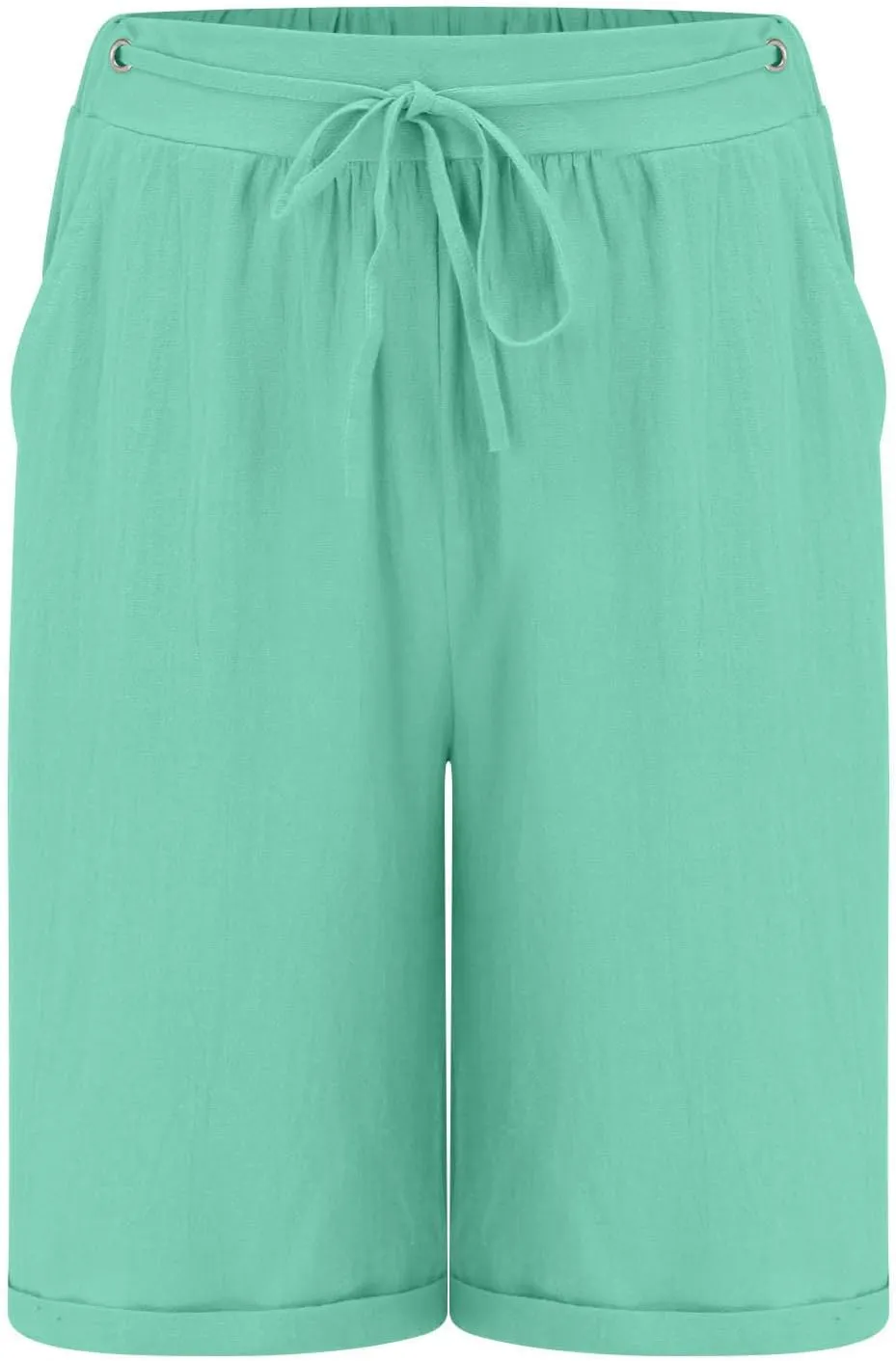 Wkishenl Womens Shorts Casual Drawstring Elastic High Waisted Bermuda Short 2025 Summer Fashion Business Pants with Pockets