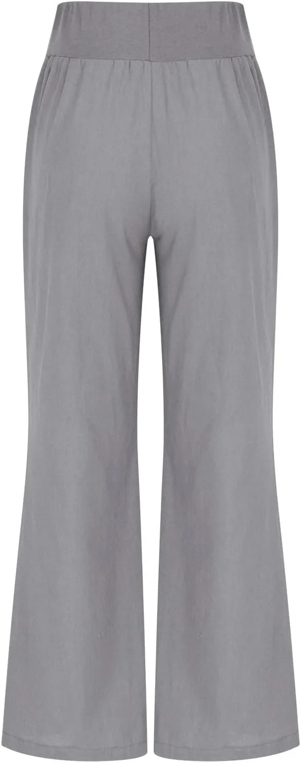 Women Linen Summer Letter Patched Pants Low Waist Long Lounge Slim Fit Pants Travel