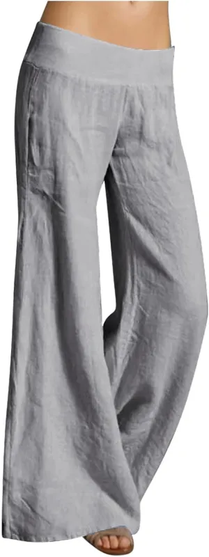 Women Linen Summer Letter Patched Pants Low Waist Long Lounge Slim Fit Pants Travel
