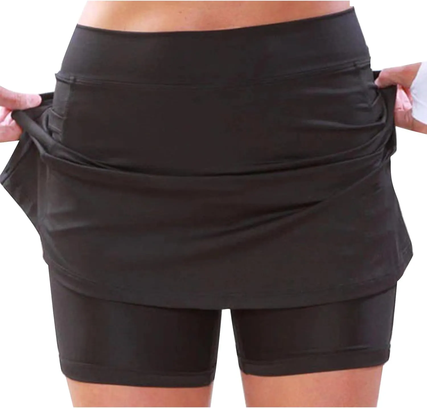 Women's 2-in-1 Double Layer Shorts Skirt Shorts Skort High Waisted Tennis Skirts Golf Skorts Skirts Layered Mini Skirts