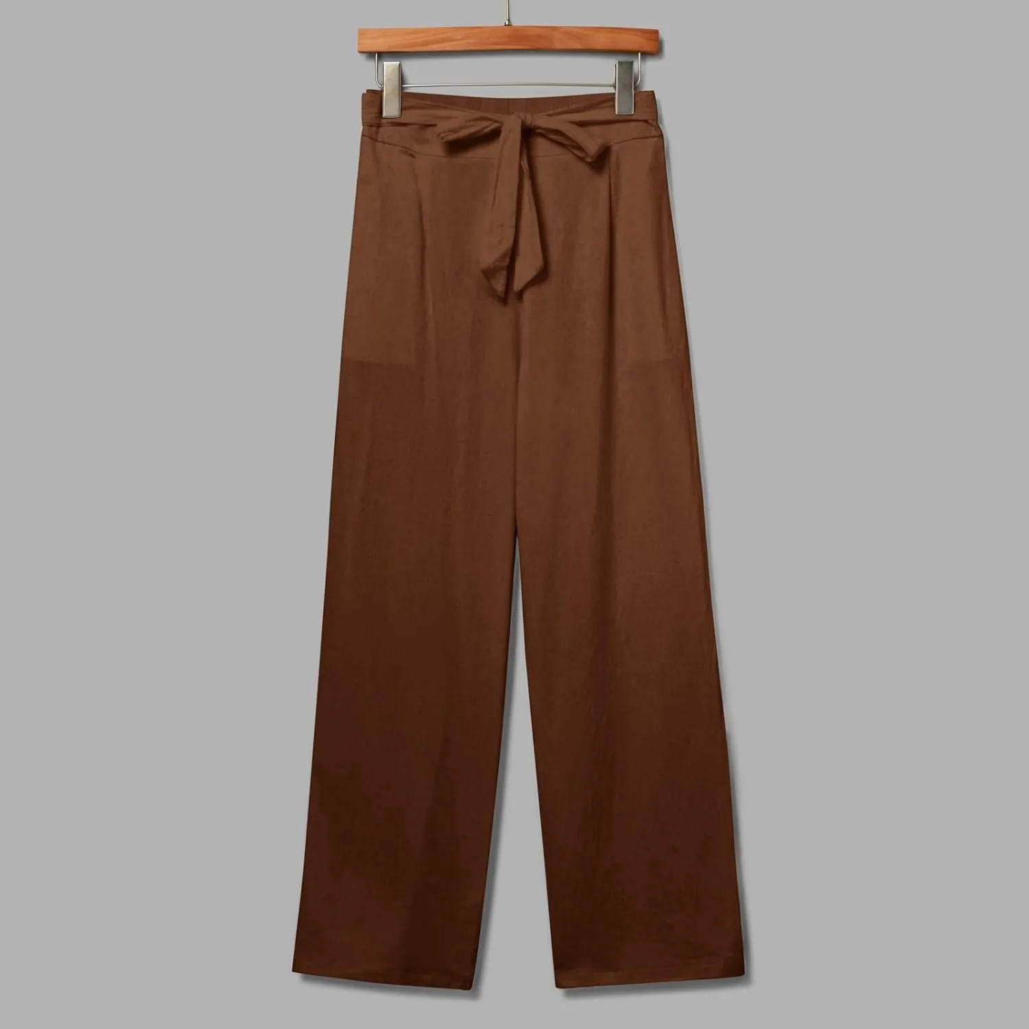 Womens Cotton Linen Summer Pull On Palazzo Pants Elastic Waist Ankle Length Slim-Fit Pant Trousers Vacation