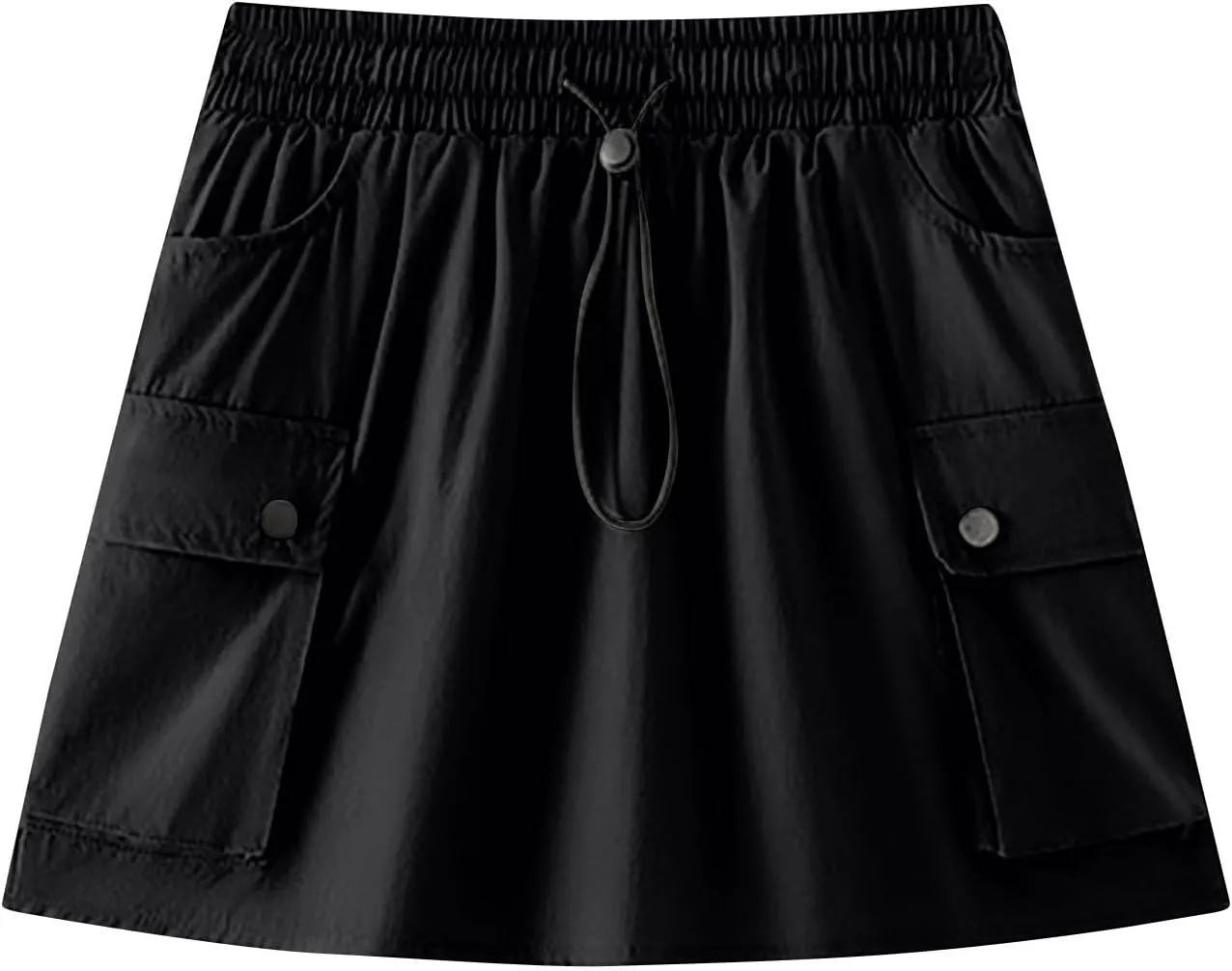 Women's Hiking Cargo Skort Skirt High Waisted Dressy Casual Workout Sport Skirt with Pockets Quick Dry Gym Shorts
