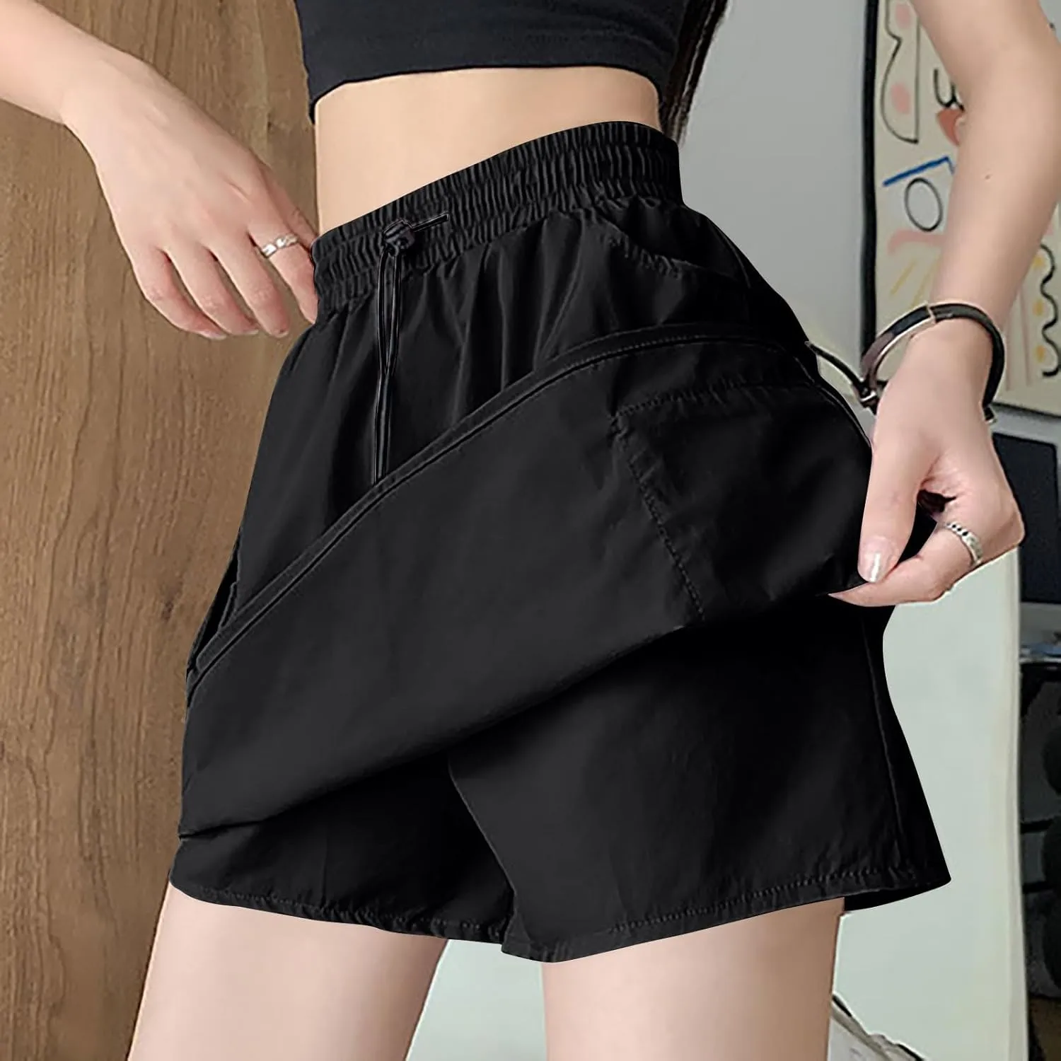 Women's Hiking Cargo Skort Skirt High Waisted Dressy Casual Workout Sport Skirt with Pockets Quick Dry Gym Shorts