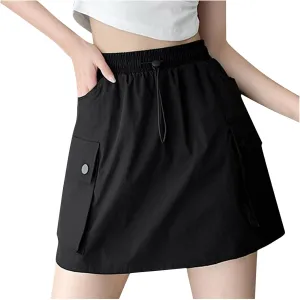 Women's Hiking Cargo Skort Skirt High Waisted Dressy Casual Workout Sport Skirt with Pockets Quick Dry Gym Shorts