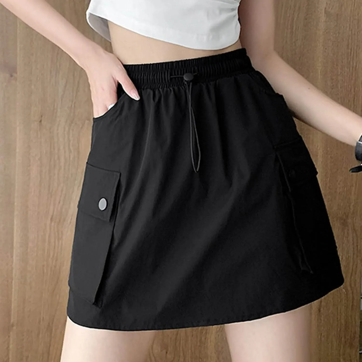 Women's Hiking Cargo Skort Skirt High Waisted Dressy Casual Workout Sport Skirt with Pockets Quick Dry Gym Shorts