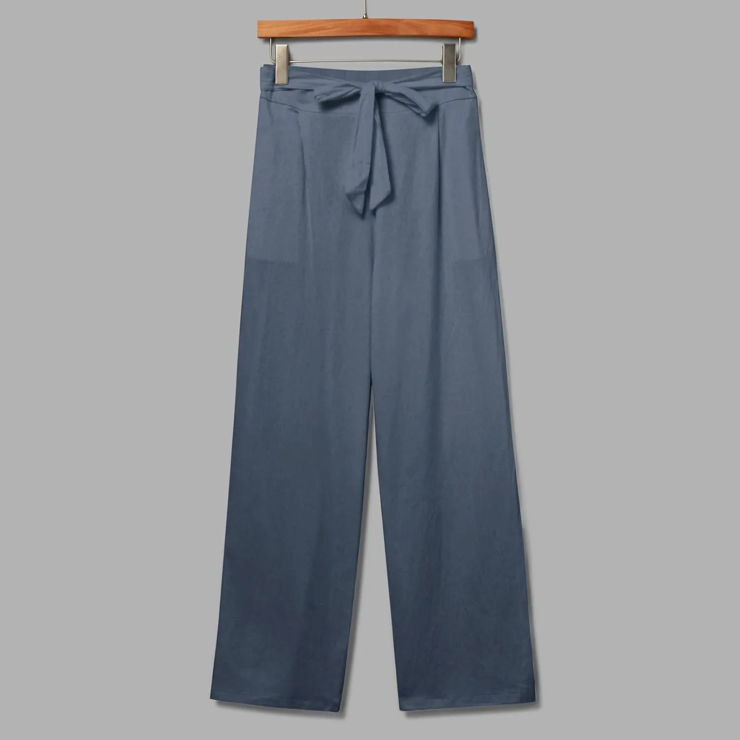 Women's Linen Blend Summer Casual Flowy Pants High Waist Lounge Pants Plus Size Trouser Vacation