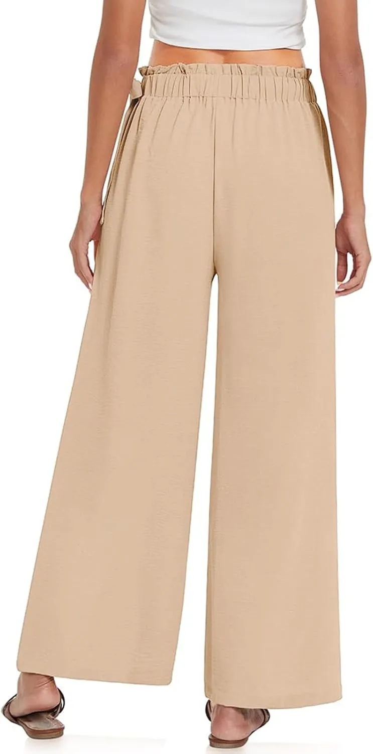 Womens Linen Summer Striped Pant Trousers High Waist Long Lounge Slim Fit Pant Trousers Beach