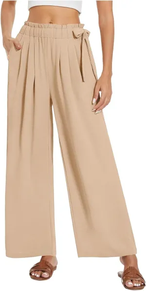 Womens Linen Summer Striped Pant Trousers High Waist Long Lounge Slim Fit Pant Trousers Beach