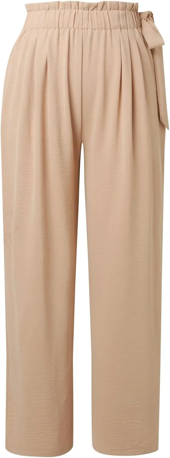 Womens Linen Summer Striped Pant Trousers High Waist Long Lounge Slim Fit Pant Trousers Beach