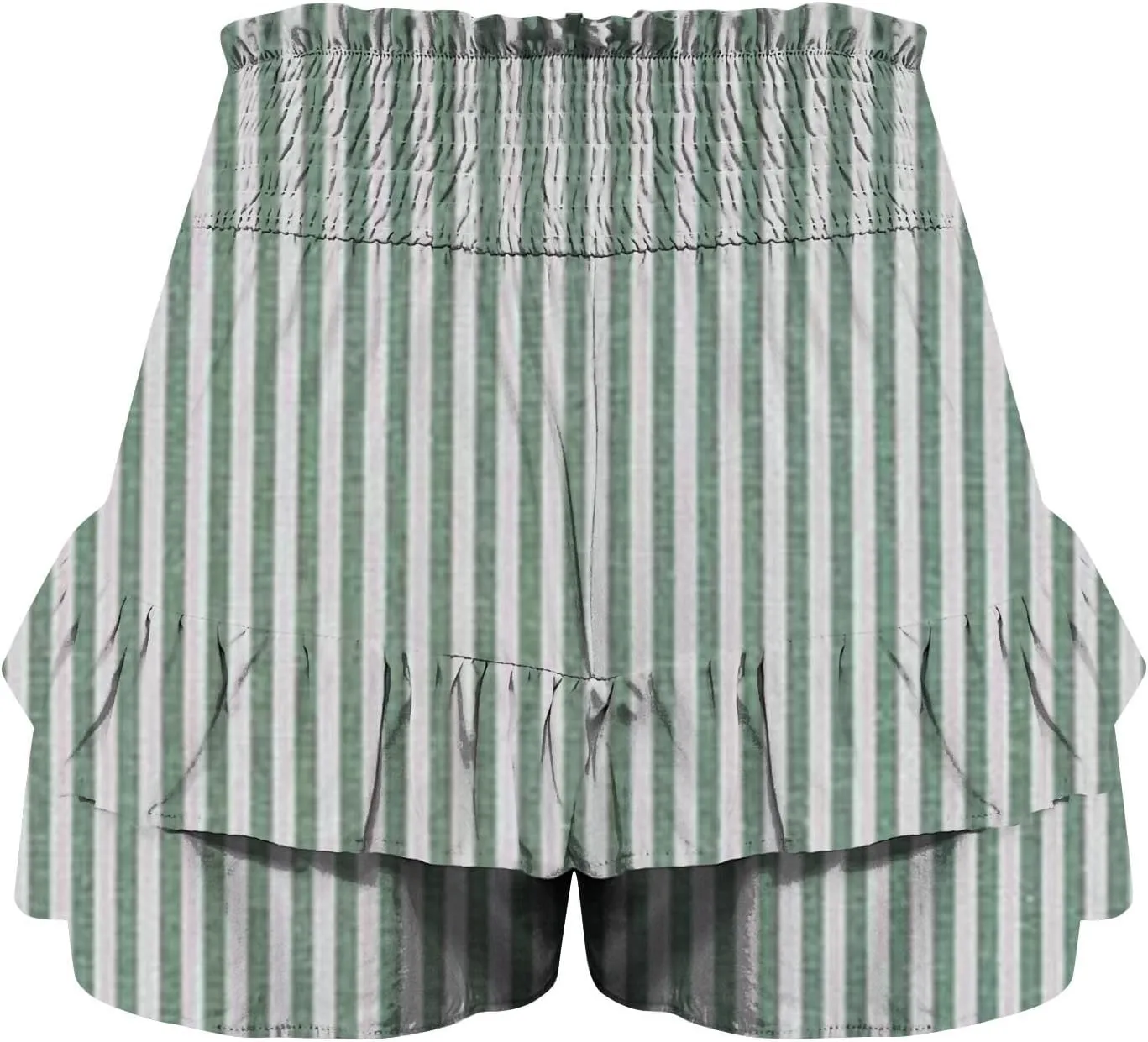 Women's Summer Wide Leg Printed High Waisted Lightweight Shorts with Floral Pleated Hem Casual Vacation Pants