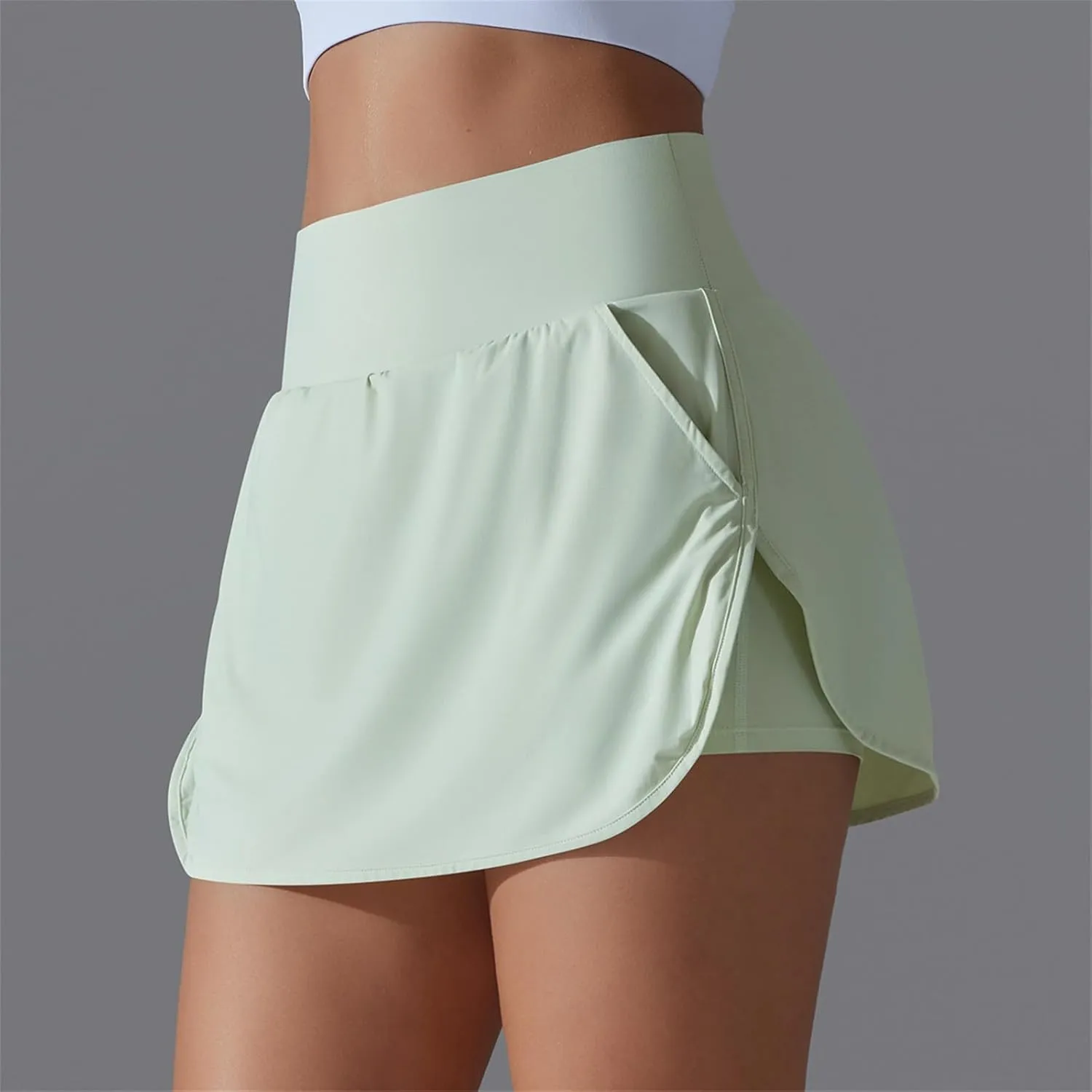 Womens Tennis Skorts Casual Trendy Skirt with Built-in Shorts Slimming Solid Golf Yoga Skort Summer Athletic Outfit