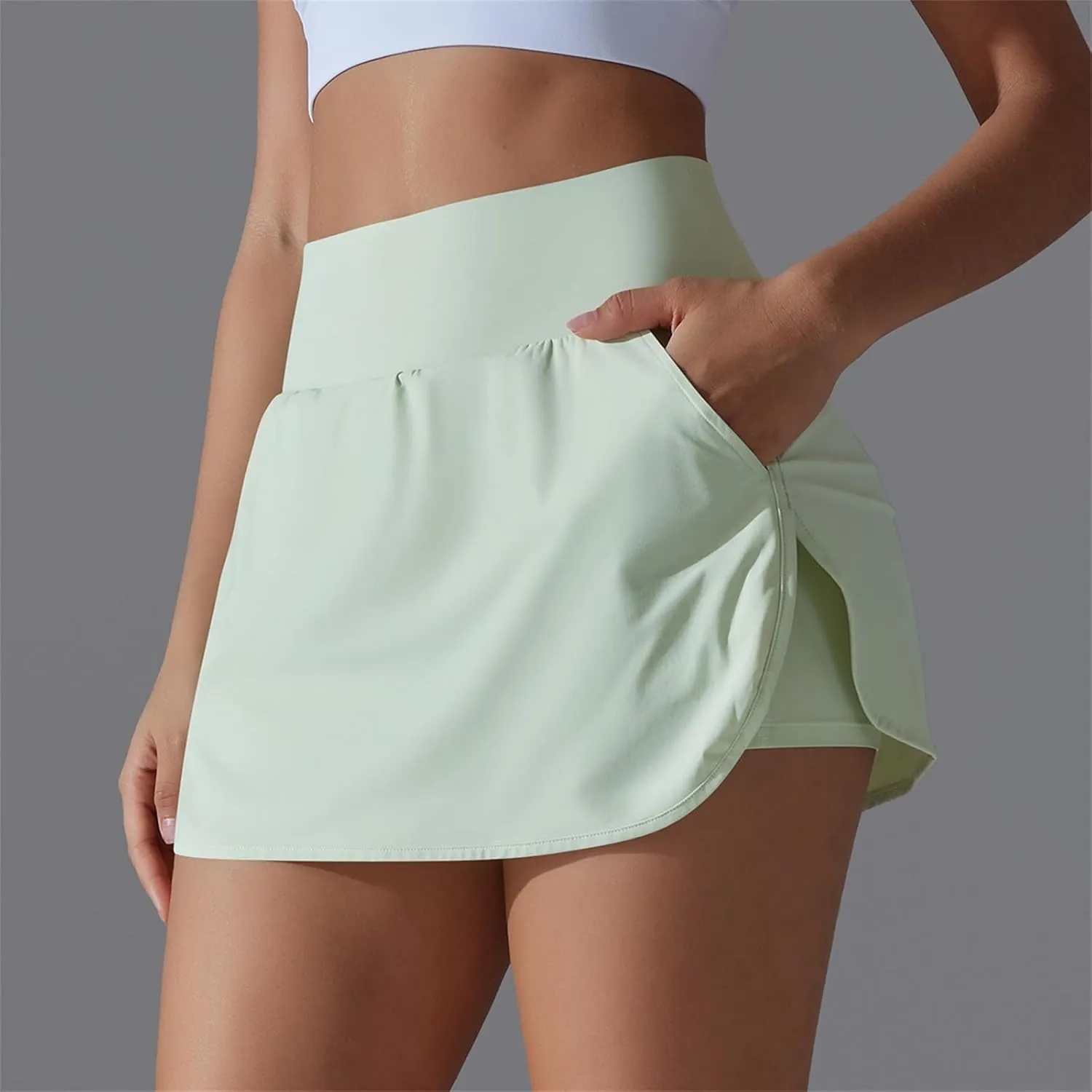 Womens Tennis Skorts Casual Trendy Skirt with Built-in Shorts Slimming Solid Golf Yoga Skort Summer Athletic Outfit