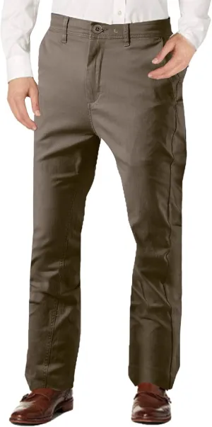 Work Pants for Men Fleece Chinos Trousers Expandable Waist Flat Front Skinny Suit Pants Tapered Straight Leg Golf Dress Pants