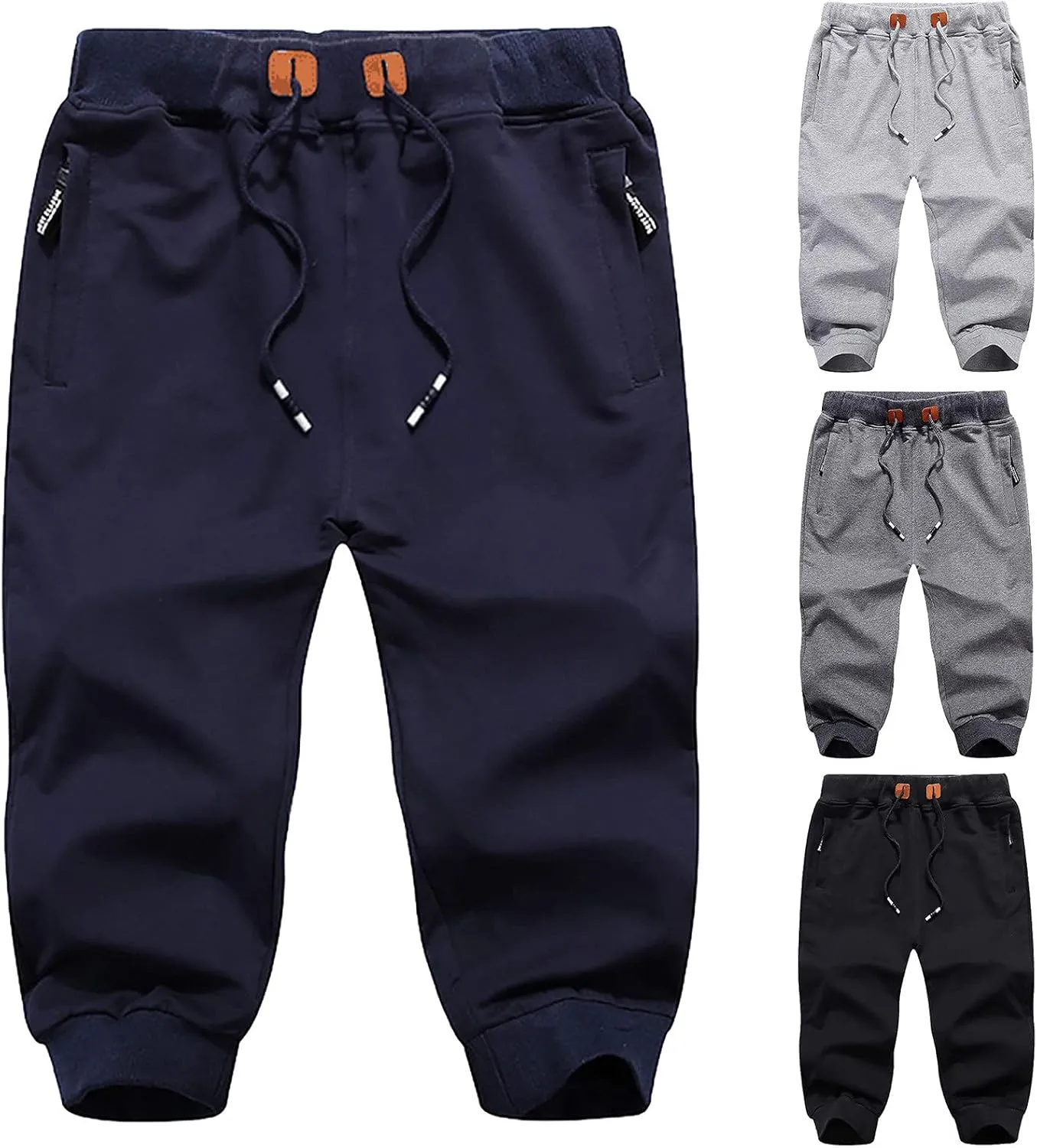 XUETON Mens Capri Jogger 3/4 Below Knee Workout Running Sports Sweat Shorts Elastic Waist Drawstring Summer Casual Gym Shorts