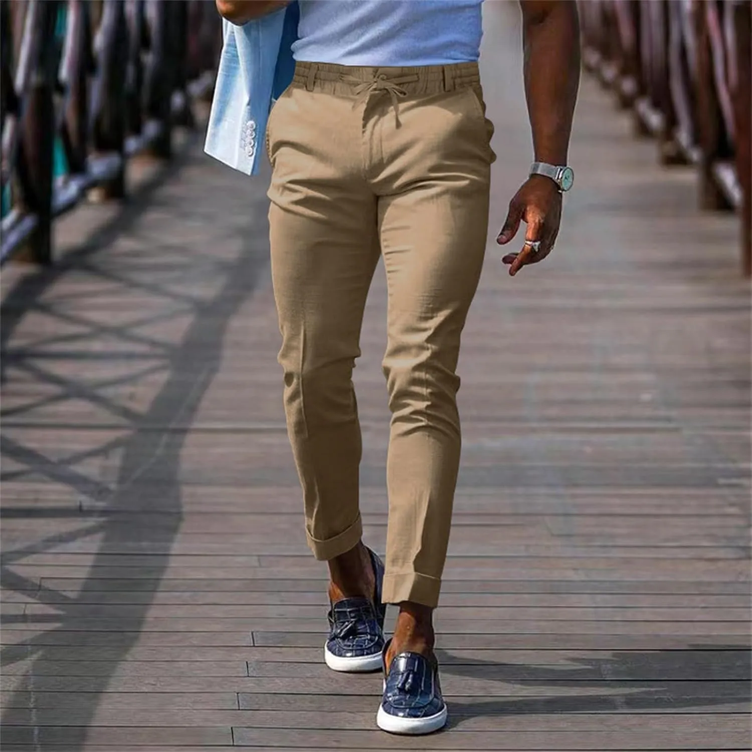 XUETON Mens Chinos Slim Fit Dress Pants Casual Business Work Skinny Stretch Golf Pants Comfort Flat Front Tapered Pant Slacks