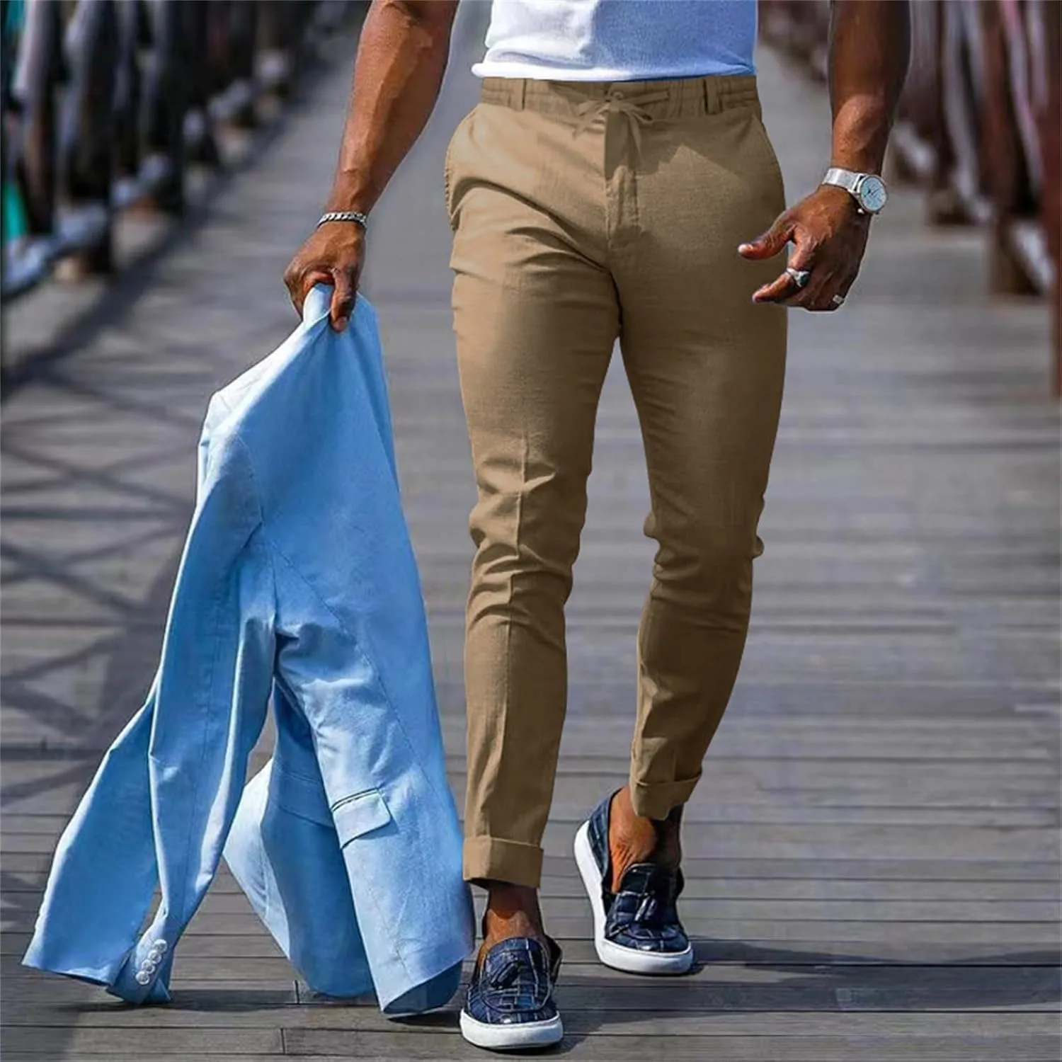 XUETON Mens Chinos Slim Fit Dress Pants Casual Business Work Skinny Stretch Golf Pants Comfort Flat Front Tapered Pant Slacks