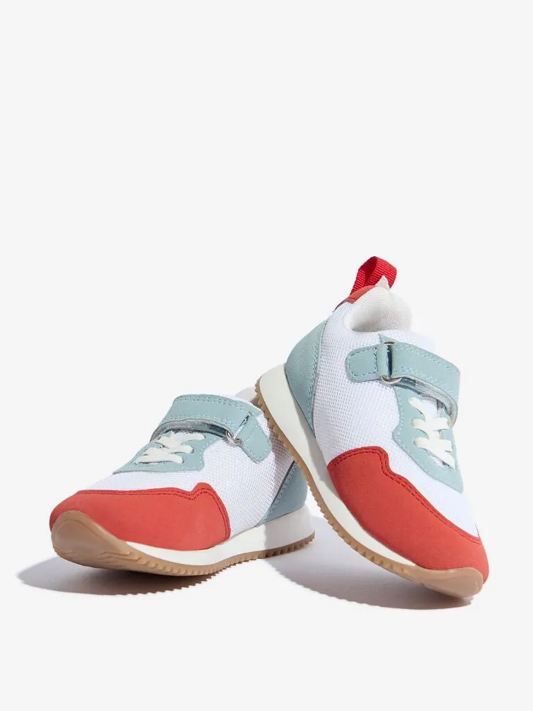 Yellow White Colour-Blocked Lace-Up Sneakers